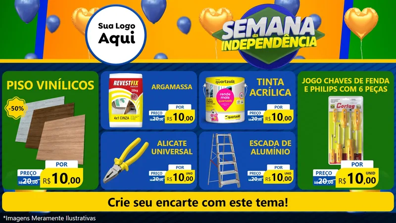 Modelo de TV para TV Horizontal com o tema Semana da Independência para Material para Construção
