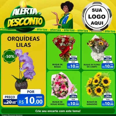 Modelo de Rede Social para Feed Facebook com o tema Alerta de Desconto para Floricultura e jardim