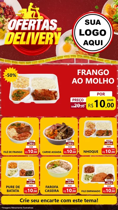 Modelo de Rede Social para Stories com o tema Ofertas no Delivery para Restaurante