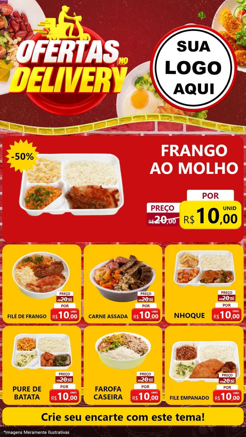 Modelo de Rede Social para Stories com o tema Ofertas no Delivery para Restaurante