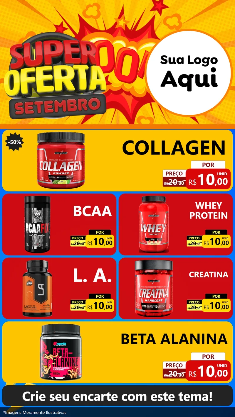 Modelo de TV para TV Vertical com o tema Super Oferta Setembro para Suplementos alimentares