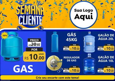 Modelo de Encarte para Encarte A4 Horizontal com o tema Semana do Cliente para Água e gás