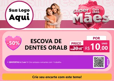 Modelo de Cartaz para Cartaz A4 Horizontal com o tema Super Dia Das Mães para Higiene Pessoal