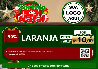 Modelo de Cartaz para Cartaz A4 Horizontal com o tema Sorteio de Natal para Hortifrúti