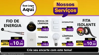 Modelo de TV para TV Horizontal com o tema Nossos Serviços para Materiais Elétricos
