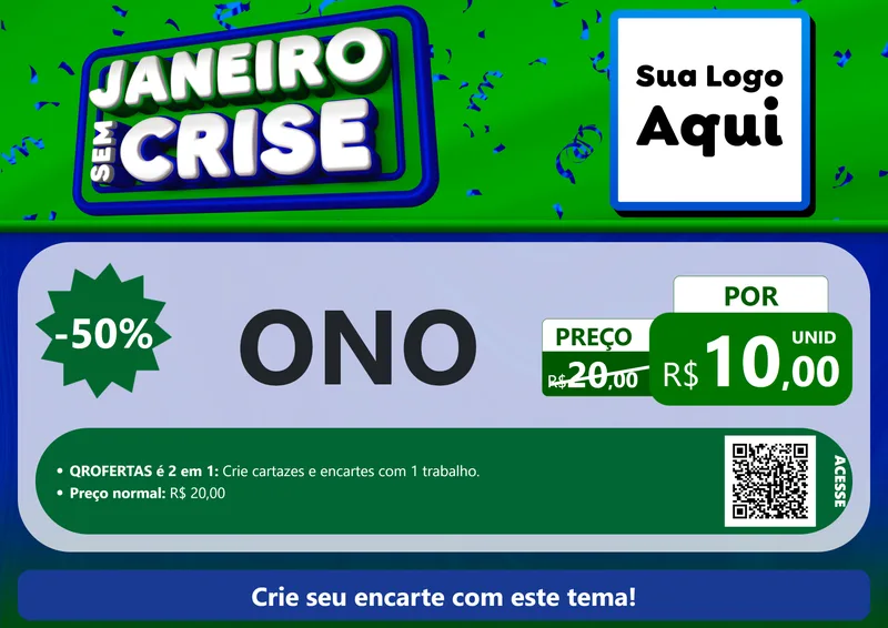 Modelo de Cartaz para Cartaz A4 Horizontal com o tema Janeiro Sem Crise para Óticas