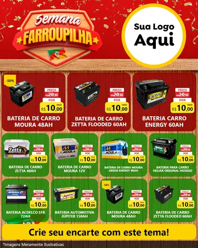 Modelo de Rede Social para Feed Instagram com o tema Semana Farroupilha para Baterias Elétricas