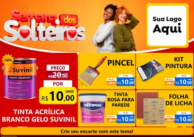 Modelo de Encarte para Encarte A4 Horizontal com o tema Semana dos Solteiros para Tintas e Ferramentas