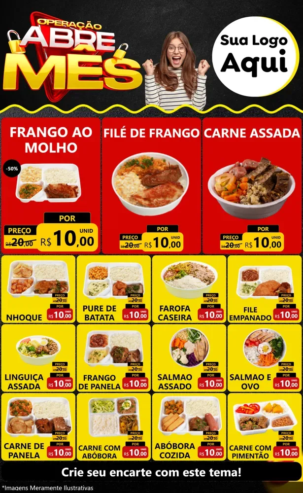 Modelo de Encarte para Encarte Grande com o tema Operação Abre Mês para Restaurante