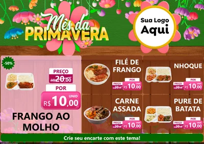 Modelo de Encarte para Encarte A4 Horizontal com o tema Mês da Primavera para Restaurante
