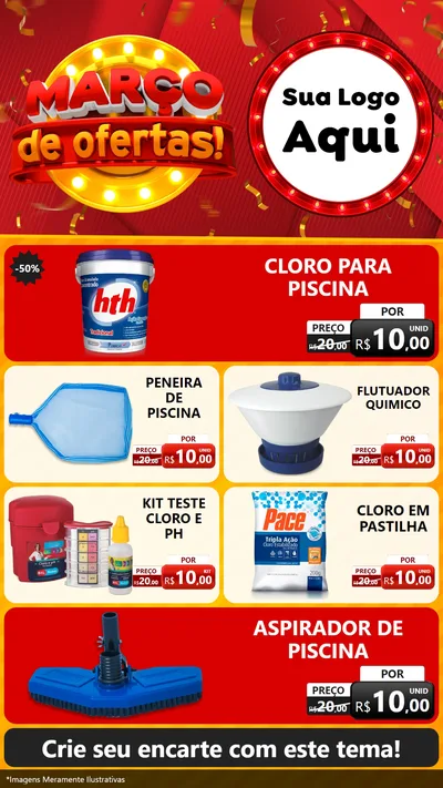 Modelo de TV para TV Vertical com o tema Março de Ofertas! para Produtos para Piscina