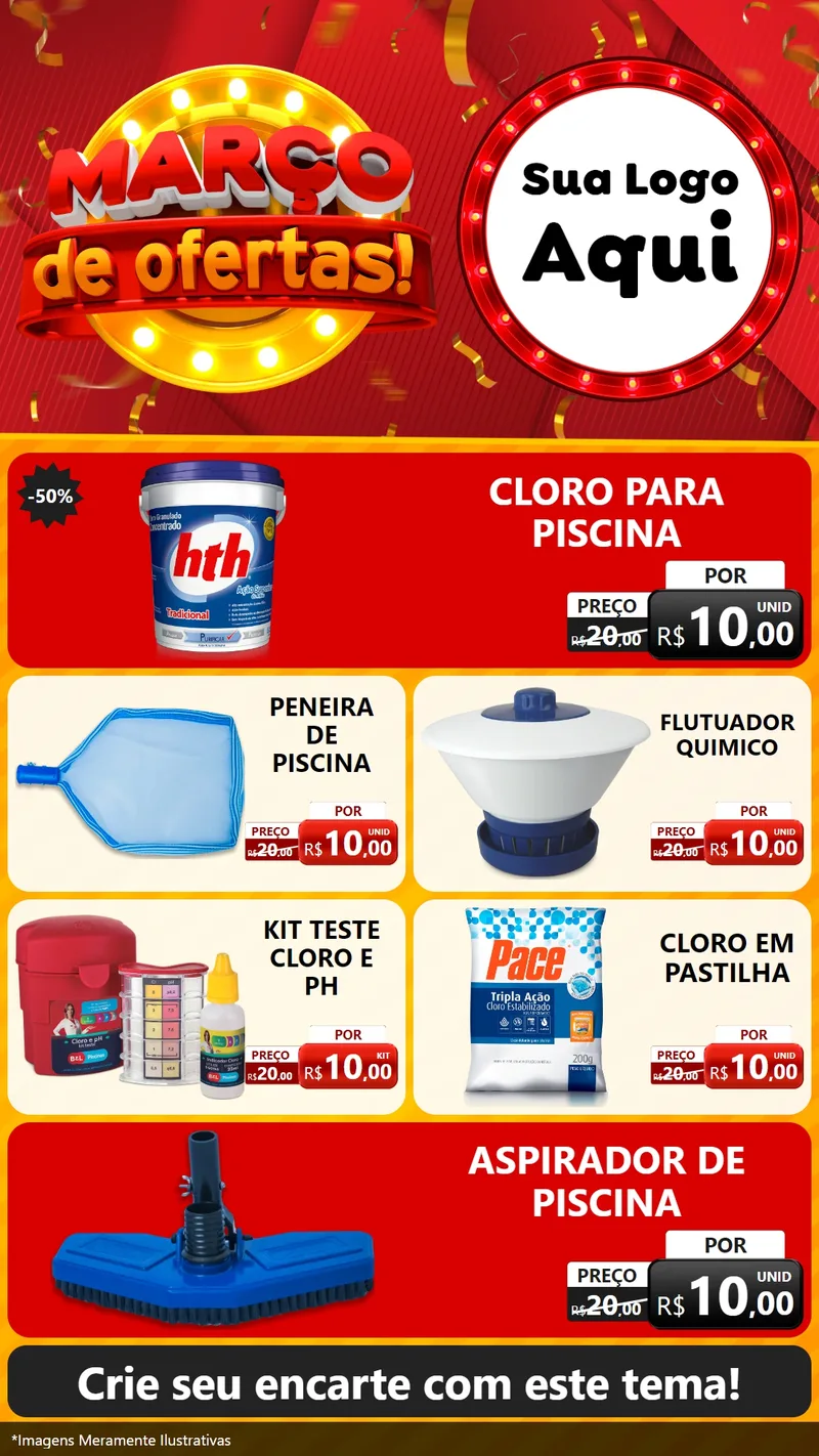 Modelo de TV para TV Vertical com o tema Março de Ofertas! para Produtos para Piscina