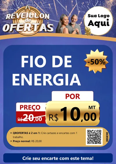 Modelo de Cartaz para Cartaz A4 Vertical com o tema Réveillon de Ofertas para Materiais Elétricos