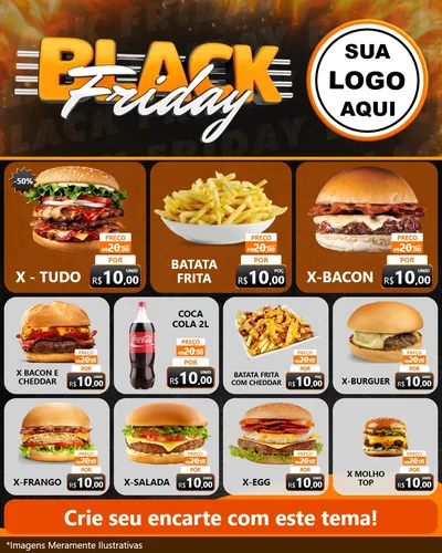 Modelo de Rede Social para Feed Instagram com o tema Black Friday para Hamburgueria