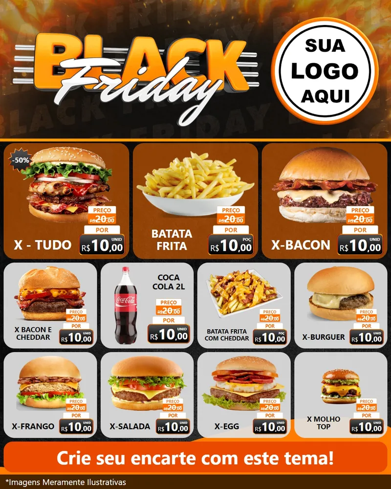 Modelo de Rede Social para Feed Instagram com o tema Black Friday para Hamburgueria
