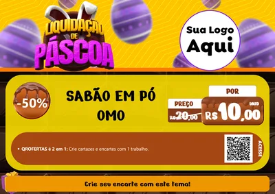 Modelo de Cartaz para Cartaz A4 Horizontal com o tema Liquidação de Páscoa para Produtos de Limpeza