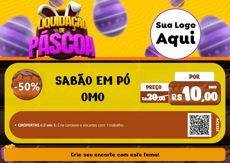 Modelo de Cartaz para Cartaz A4 Horizontal com o tema Liquidação de Páscoa para Produtos de Limpeza