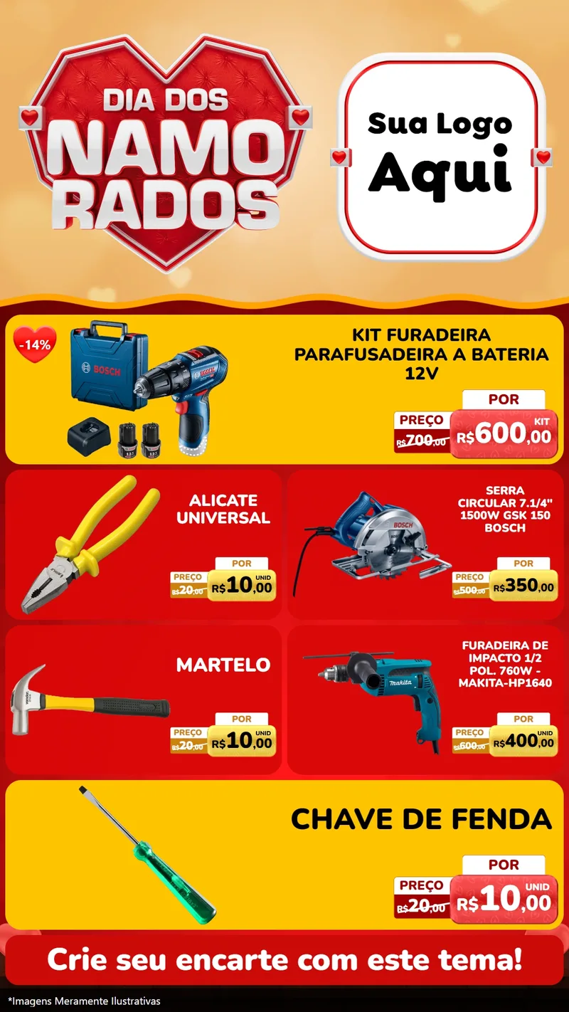 Modelo de TV para TV Vertical com o tema Dia dos Namorados para Maquinas e Ferramentas