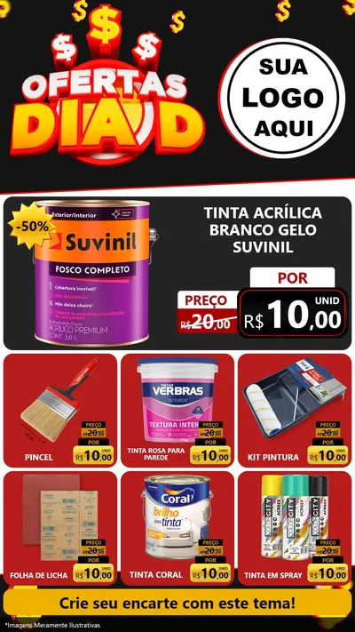 Modelo de Rede Social para Stories com o tema Ofertas Dia D para Tintas e Ferramentas