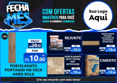 Modelo de Encarte para Encarte A4 Horizontal com o tema Fecha Mês para Pisos e revestimentos