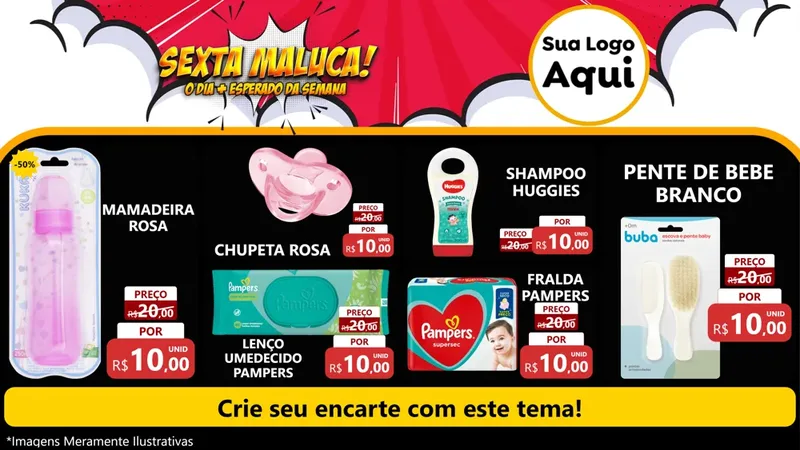 Modelo de TV para TV Horizontal com o tema Sexta Maluca! para Bebês