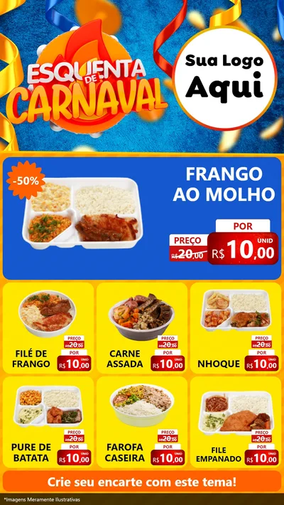 Modelo de Rede Social para Stories com o tema Esquenta de Carnaval para Restaurante
