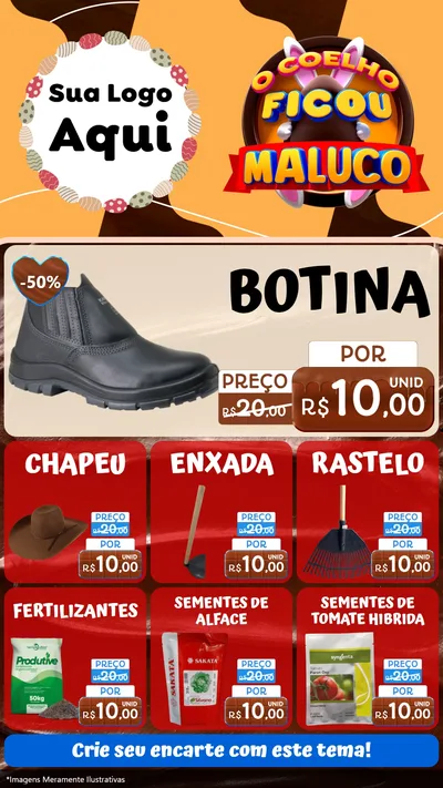 Modelo de Rede Social para Stories com o tema O Coelho Ficou Maluco - Páscoa para Agropecuária
