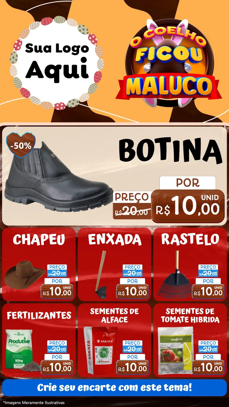 Modelo de Rede Social para Stories com o tema O Coelho Ficou Maluco - Páscoa para Agropecuária