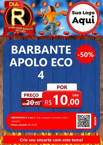 Modelo de Cartaz para Cartaz A4 Vertical com o tema Dia R - O Dia Mais Barato Do Mês para Armarinho e Aviamentos