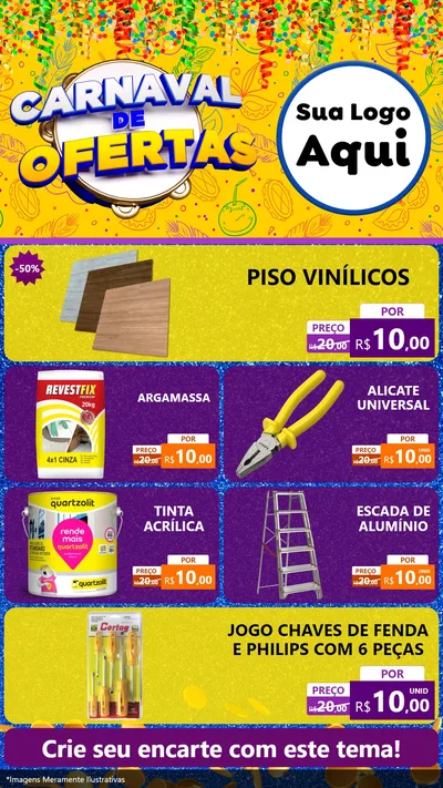 Modelo de TV para TV Vertical com o tema Carnaval de Ofertas para Material para Construção
