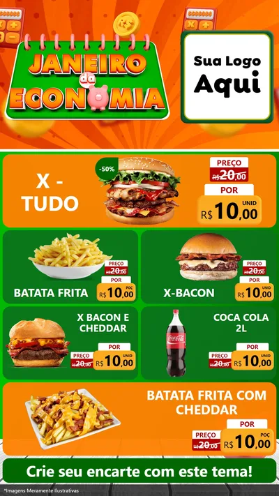 Modelo de TV para TV Vertical com o tema Janeiro da Economia para Hamburgueria