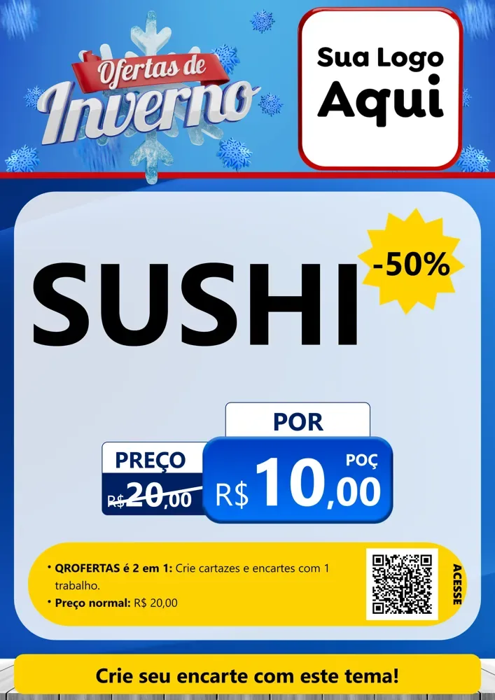 Modelo de Cartaz para Cartaz A4 Vertical com o tema Ofertas de Inverno para Comida japonesa