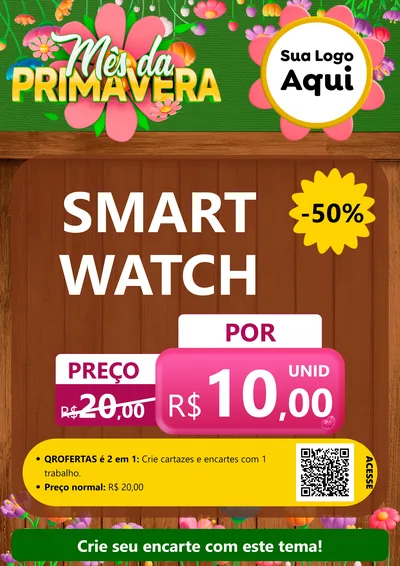 Modelo de Cartaz para Cartaz A4 Vertical com o tema Mês da Primavera para Informática