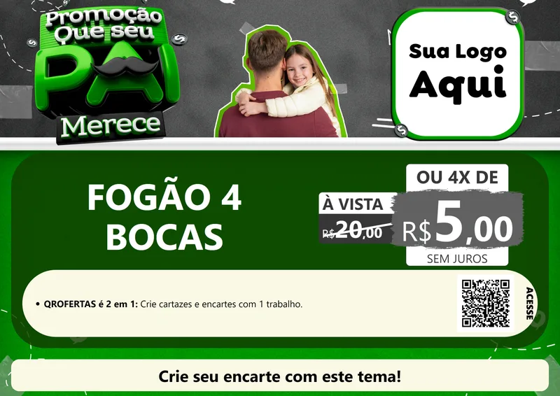 Modelo de Cartaz para Cartaz A4 Horizontal com o tema Promoção Que seu Pai Merece para Móveis e Eletro
