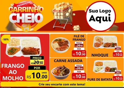Modelo de Encarte para Encarte A4 Horizontal com o tema Promoção carrinho cheio para Restaurante