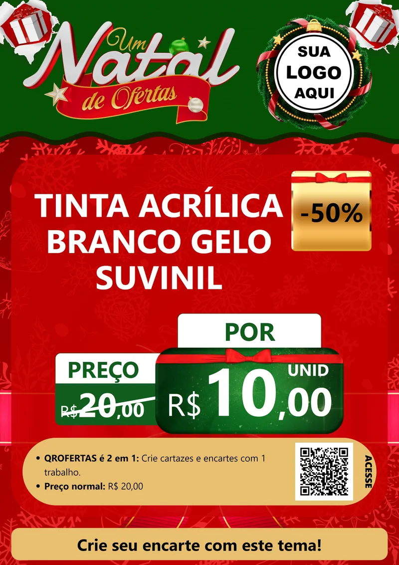 Modelo de Cartaz para Cartaz A4 Vertical com o tema Um Natal de Ofertas para Tintas e Ferramentas