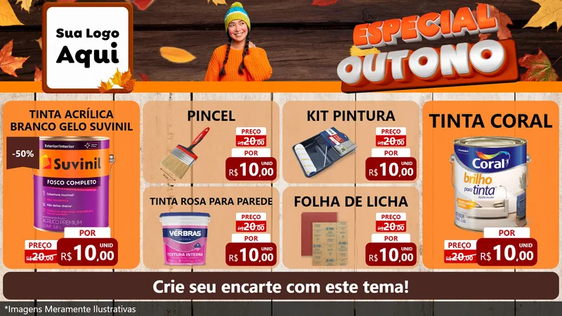 Modelo de TV para TV Horizontal com o tema Especial Outono para Tintas e Ferramentas