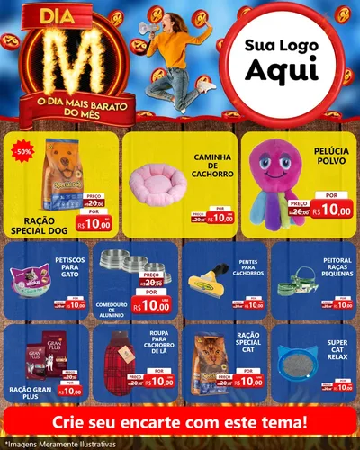 Modelo de Rede Social para Feed Instagram com o tema Dia M - O Dia Mais Barato Do Mês para Pet Shop