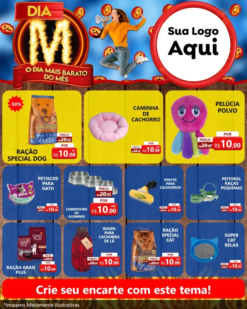 Modelo de Rede Social para Feed Instagram com o tema Dia M - O Dia Mais Barato Do Mês para Pet Shop