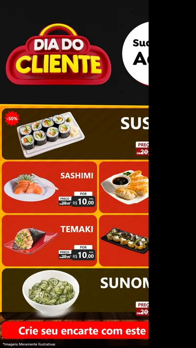 Modelo de TV para TV Vertical com o tema Dia do Cliente para Comida japonesa
