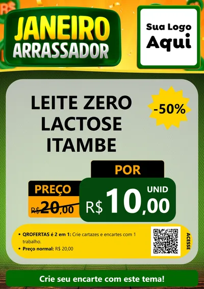 Modelo de Cartaz para Cartaz A4 Vertical com o tema Janeiro Arrasador para Frios e Laticínios