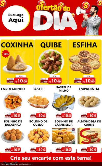 Modelo de Encarte para Encarte Grande com o tema Ofertão do dia para Salgadaria