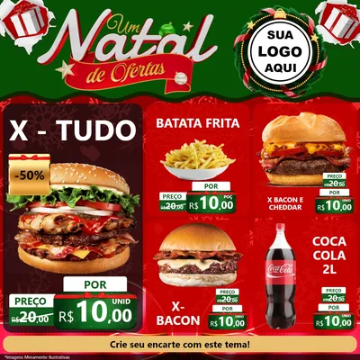 Modelo de Rede Social para Feed Facebook com o tema Um Natal de Ofertas para Hamburgueria