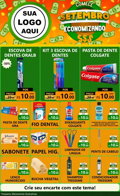 Modelo de Encarte para Encarte Grande com o tema Comece Setembro Economizando para Higiene Pessoal