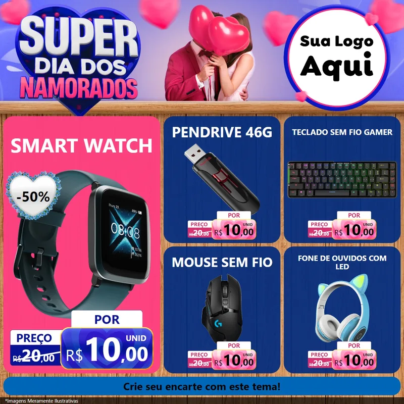 Modelo de Rede Social para Feed Facebook com o tema Super Dia dos Namorados para Informática
