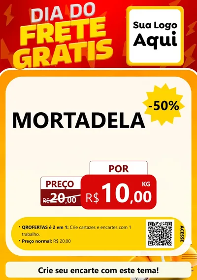 Modelo de Cartaz para Cartaz A4 Vertical com o tema Dia do Frete Grátis para Frios e Laticínios