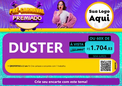 Modelo de Cartaz para Cartaz A4 Horizontal com o tema Pré-Carnaval Premiado para Concessionaria de Carros
