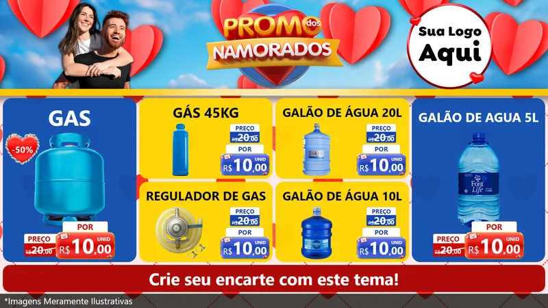 Modelo de TV para TV Horizontal com o tema Promo dos Namorados para Água e gás