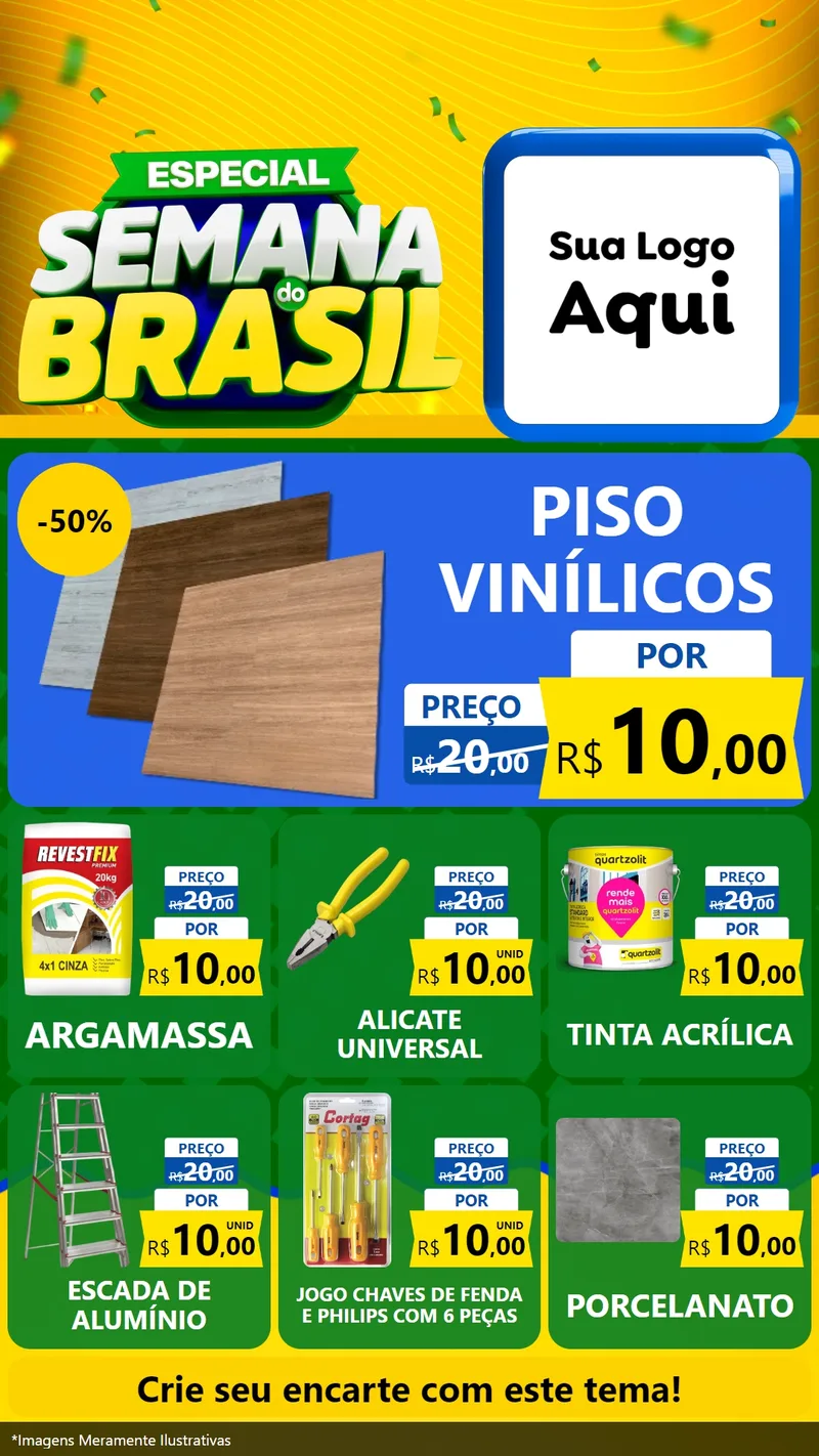Modelo de Rede Social para Stories com o tema Especial Semana do Brasil para Material para Construção