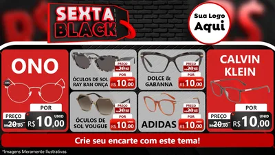 Modelo de TV para TV Horizontal com o tema Sexta Black para Óticas